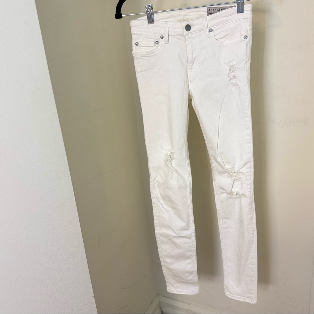 All Saints White Skinny Distressed Jeans